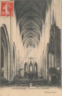 Carte postale ancienne Intérieur de la Cathédrale — Saint-Flour (Cantal)