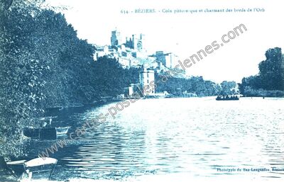 Carte postale ancienne Coin pittoresque et charmant des bords de l'Orb — Béziers (Hérault)