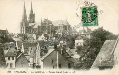 Carte postale ancienne La Cathédrale. — Façade latérale (sud) — Chartres (Eure-et-Loir)