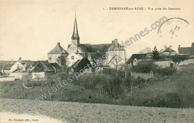 Carte postale ancienne Vue prise des hauteurs — Dampierre-sur-Avre (Eure-et-Loir)