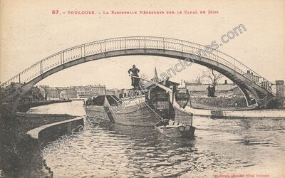 Carte postale ancienne La Passerelle Négreneys sur le Canal du Midi — Toulouse (Haute-Garonne)