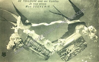Carte postale ancienne Avec ses Violettes Je vous envoie Mon Souvenir — Toulouse (Haute-Garonne)