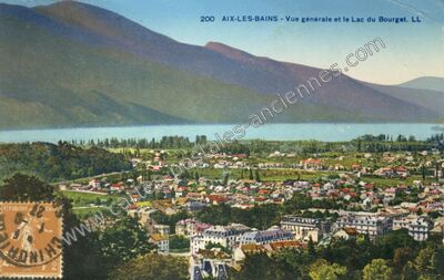 Carte postale ancienne Vue générale et le Lac du Bourget — Aix-les-Bains (Savoie)