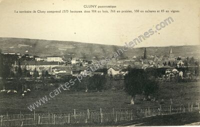Carte postale ancienne Cluny panoramique — Cluny (Saône-et-Loire)