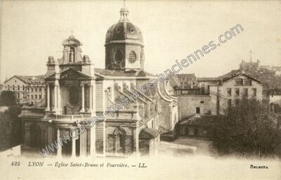 Carte postale ancienne Église Saint-Bruno et Fourvière — Lyon (Rhône)