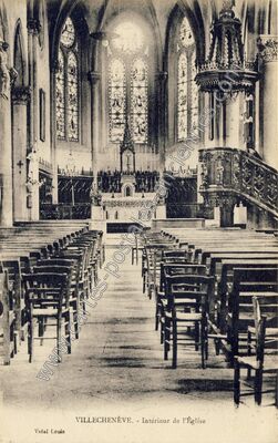 Carte postale ancienne Intérieur de l'Église — Villechenève (Rhône)