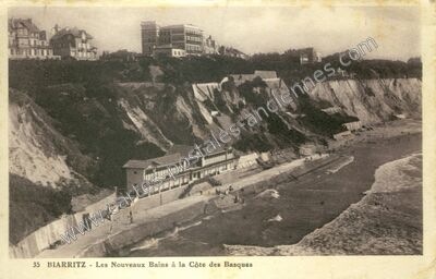 Carte postale ancienne Les Nouveaux Bains à la Côte des Basques — Biarritz (Pyrénées-Atlantiques)