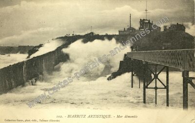 Carte postale ancienne Mer démontée — Biarritz (Pyrénées-Atlantiques)