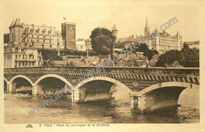Carte postale ancienne Pont de Jurançon et le Château — Pau (Pyrénées-Atlantiques)