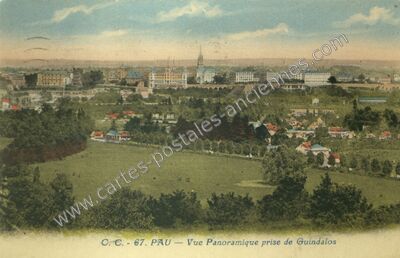 Carte postale ancienne Vue Panoramique prise de Guindalos — Pau (Pyrénées-Atlantiques)