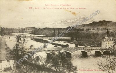 Carte postale ancienne Vue sur le Gave et Pic du Midi de Bigorre — Pau (Pyrénées-Atlantiques)