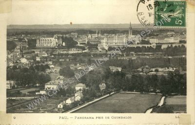 Carte postale ancienne Panorama pris de Guindalos — Pau (Pyrénées-Atlantiques)