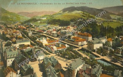 Carte postale ancienne Panorama vu de la Roche des Fées — La Bourboule (Puy-de-Dôme)