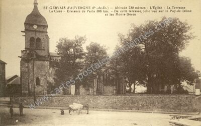 Carte postale ancienne L'Église - La Terrasse — Saint-Gervais-d'Auvergne (Puy-de-Dôme)