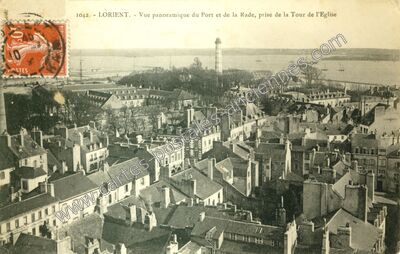 Carte postale ancienne Vue panoramique du Port et de la Rade, prise de la Tour de l'Eglise — Lorient (Morbihan)