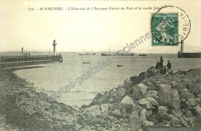 Carte postale ancienne L'Estacade de l'Ancienne Entrée du Port et la vieille Jetée — Saint-Nazaire (Loire-Atlantique)