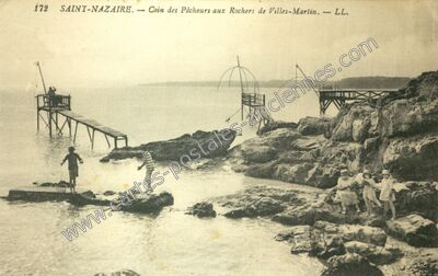 Carte postale ancienne Coin des Pêcheurs aux Rochers de Villes-Martin — Saint-Nazaire (Loire-Atlantique)