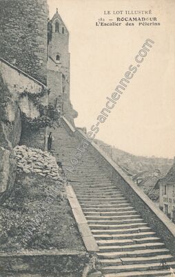 Carte postale ancienne L'Escalier des Pèlerins — Rocamadour (Lot)