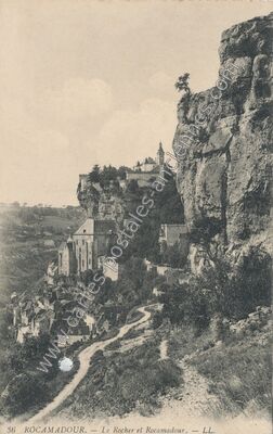 Carte postale ancienne Le Rocher et Rocamadour — Rocamadour (Lot)