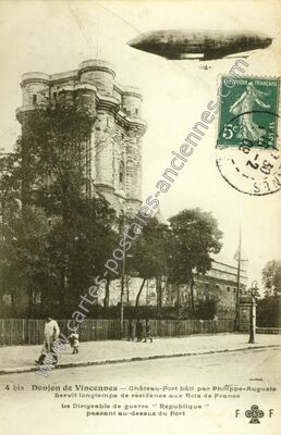 Carte postale ancienne Dirigeable — Vincennes (Val-de-Marne)