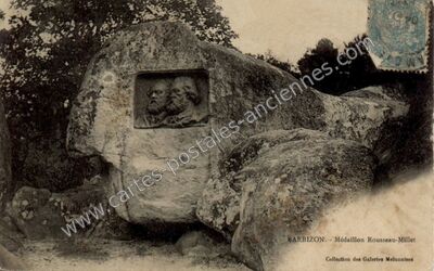 Carte postale ancienne Médaillon Rousseau-Millet — Barbizon (Seine-et-Marne)