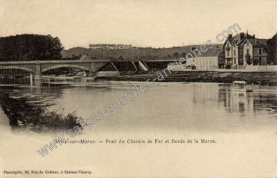 Carte postale ancienne Pont du Chemin de Fer et Bords de la Marne — Mary-sur-Marne (Seine-et-Marne)