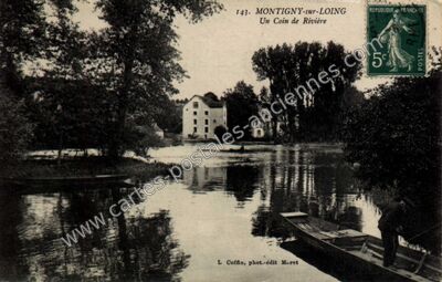 Carte postale ancienne Un Coin de Rivière — Montigny-sur-Loing (Seine-et-Marne)