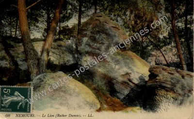 Carte postale ancienne Le Lion (Rocher Dumée) — Nemours (Seine-et-Marne)
