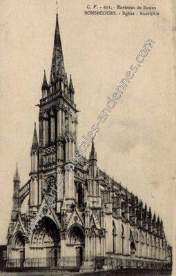 Carte postale ancienne Eglise - Ensemble — Bonsecours (Seine-Maritime)