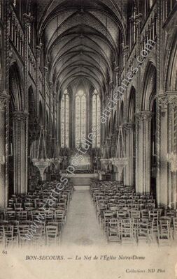 Carte postale ancienne La Nef de l'Église Notre-Dame — Bonsecours (Seine-Maritime)