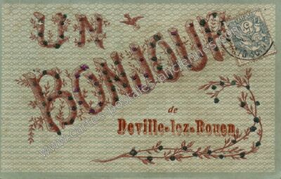 Carte postale ancienne Un Bonjour — Déville-lès-Rouen (Seine-Maritime)