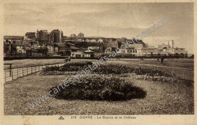 Carte postale ancienne Le Casino et le Château — Dieppe (Seine-Maritime)