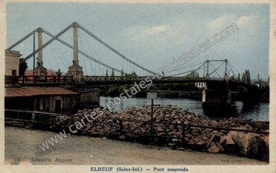 Carte postale ancienne Pont suspendu — Elbeuf (Seine-Maritime)