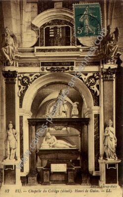 Carte postale ancienne Chapelle du Collège (détail). Henri de Guise — Eu (Seine-Maritime)
