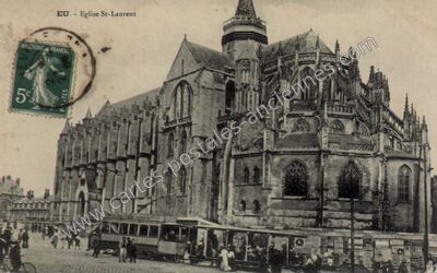 Carte postale ancienne Eglise St-Laurent — Eu (Seine-Maritime)