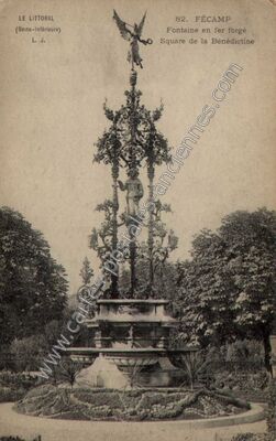Carte postale ancienne Fontaine en fer forgé, Square de la Bénédictine — Fécamp (Seine-Maritime)