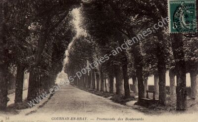 Carte postale ancienne Promenade des Boulevards — Gournay-en-Bray (Seine-Maritime)