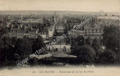 Carte postale ancienne Panorama de la rue de Paris — Le Havre (Seine-Maritime)