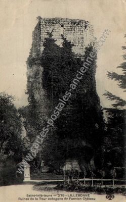 Carte postale ancienne Ruines de la Tour octogone de l'ancien Château — Lillebonne (Seine-Maritime)