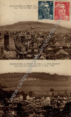 Carte postale ancienne Ville Martyre — Neufchâtel-en-Bray (Seine-Maritime)