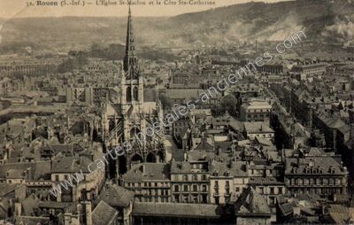 Carte postale ancienne L'Eglise St-Maclou et la Côte Ste-Catherine — Rouen (Seine-Maritime)