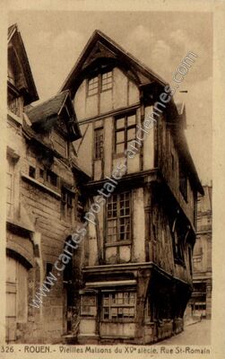 Carte postale ancienne Vieilles Maisons du XVe siècle, Rue St-Romain — Rouen (Seine-Maritime)
