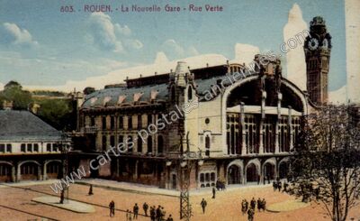 Carte postale ancienne La Nouvelle Gare - Rue Verte — Rouen (Seine-Maritime)
