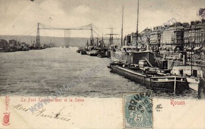 Carte postale ancienne Le Pont Transbordeur et la Seine — Rouen (Seine-Maritime)