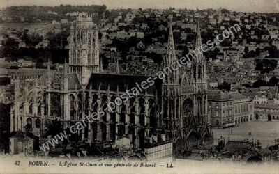 Carte postale ancienne L'Église St-Ouen et vue générale de Bihorel — Rouen (Seine-Maritime)