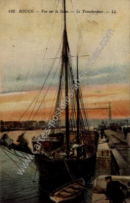 Carte postale ancienne Vue sur la Seine. — Le Transbordeur — Rouen (Seine-Maritime)
