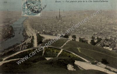 Carte postale ancienne Vue générale prise de la Côte Sainte-Catherine — Rouen (Seine-Maritime)