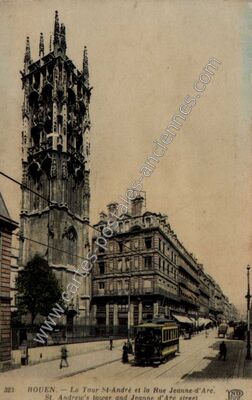 Carte postale ancienne La Tour St-André et la Rue Jeanne-d'Arc — Rouen (Seine-Maritime)