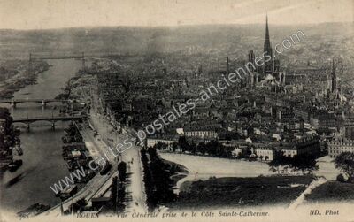 Carte postale ancienne Vue Générale prise de la Côte Sainte-Catherine — Rouen (Seine-Maritime)