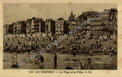 Carte postale ancienne La Plage et les Villas — Le Tréport (Seine-Maritime)